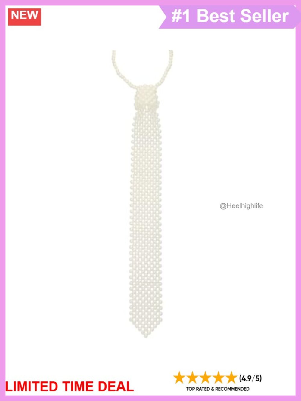 Womens Pearl Neck Tie Handmade Weaving Beaded Necktie Adjustable Choker